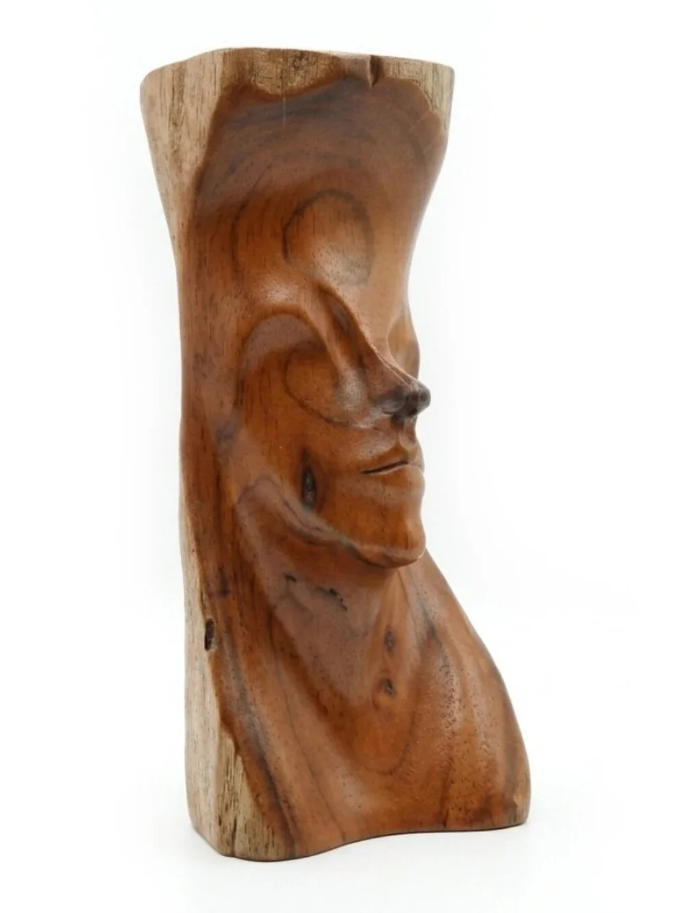 VTG Hawaiian Pele Hand Carved Live Edge Wood Statue 10.5